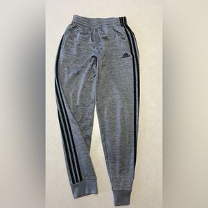 2-Pair Bundle Adidas Youth Large (14/16) Heather Gray Joggers with Black Stripes